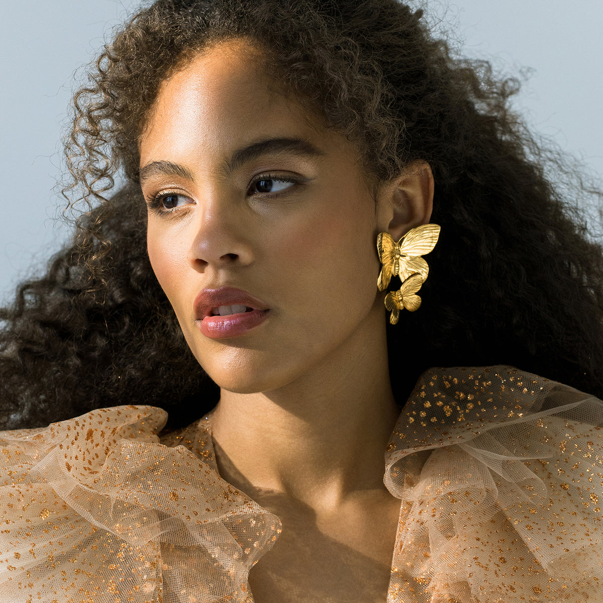 Papillon Earrings -- Gold Clip – Jennifer Behr LLC