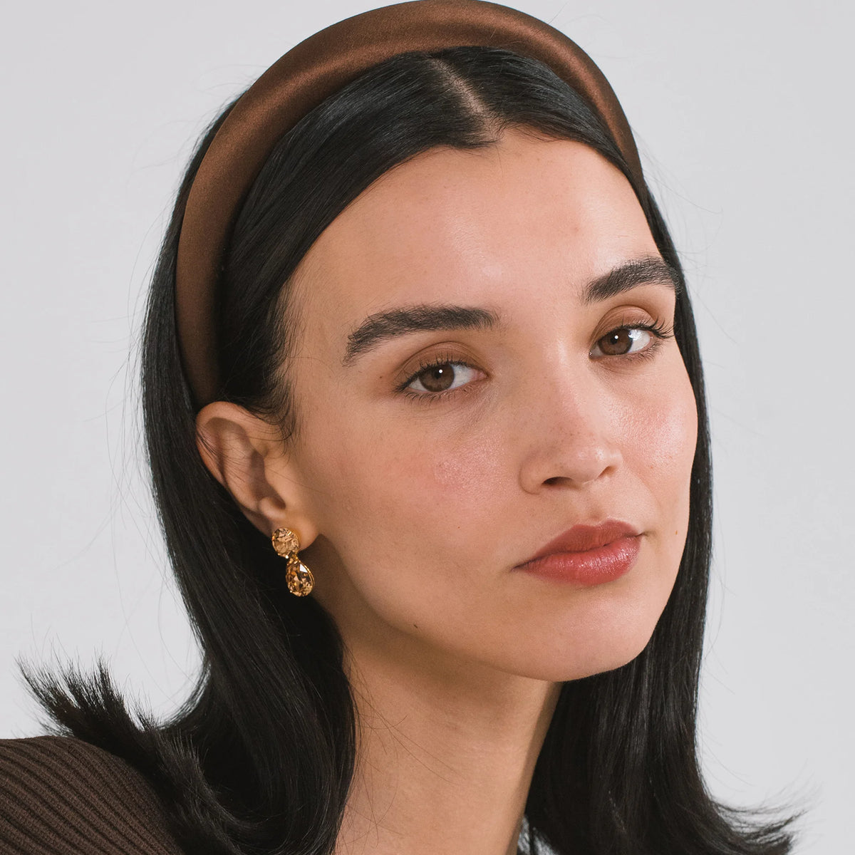 Tori Headband in Satin -- Espresso – Jennifer Behr LLC