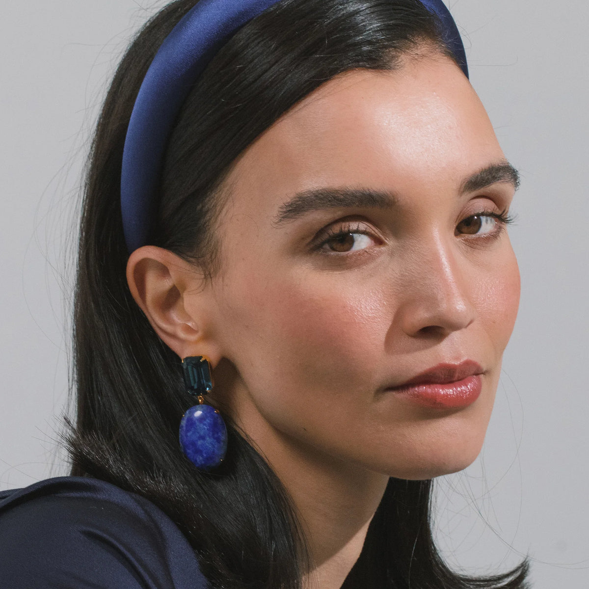 Tori Headband in Satin -- Navy – Jennifer Behr LLC