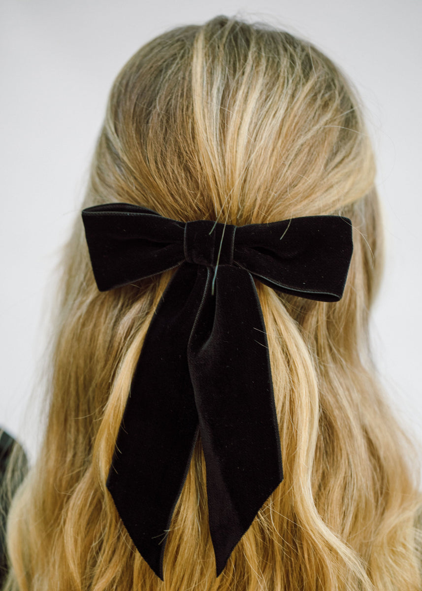 Jennifer BEHR Naples Satin Bow Hair Clip - Black