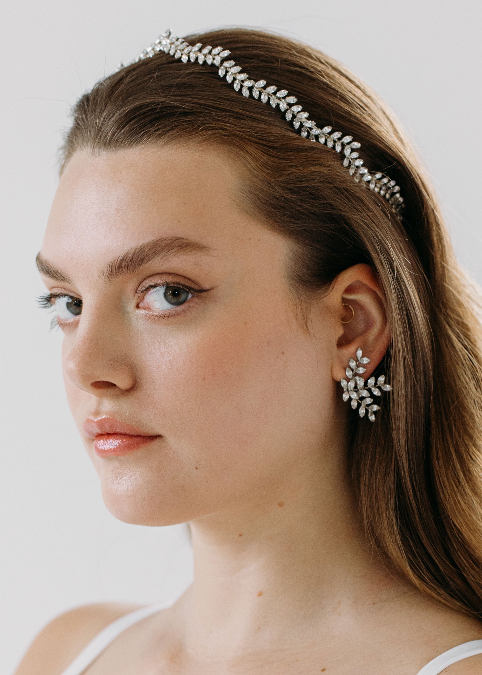 Delicate Vine Tiara -- Crystal – Jennifer Behr LLC