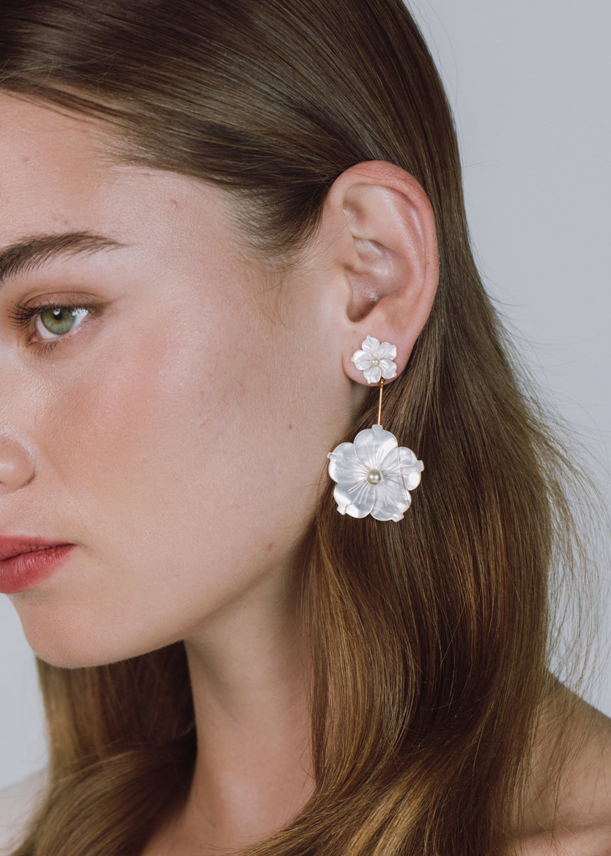 Zinnia Earrings – Mother of Pearl – Jennifer Behr LLC
