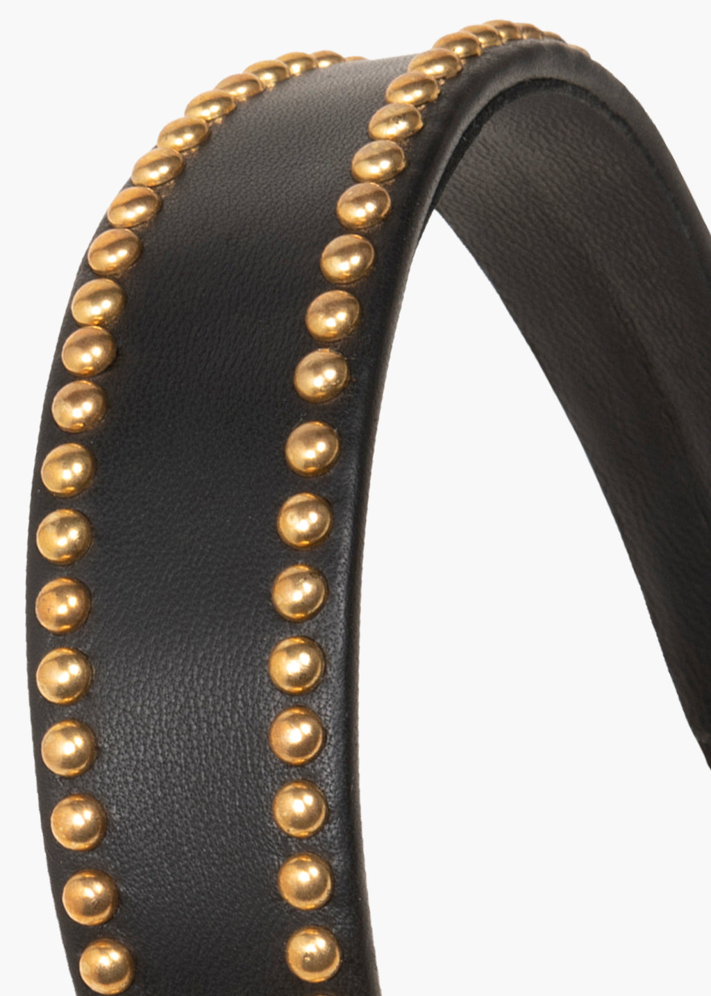 Black Quilted Leather Headband with Gold Logo Plaque Chereen Headband -- Black Gold – Jennifer Behr LLC main image 4