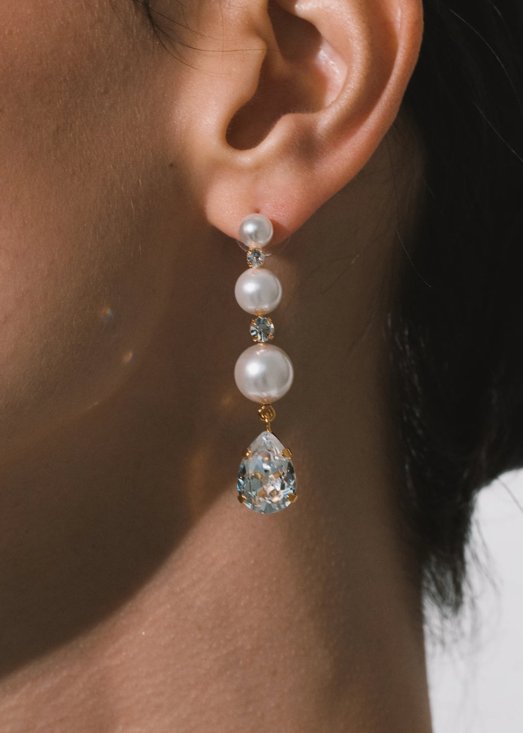 Corisande Earrings -- Crystal Pearl Gold – Jennifer Behr LLC