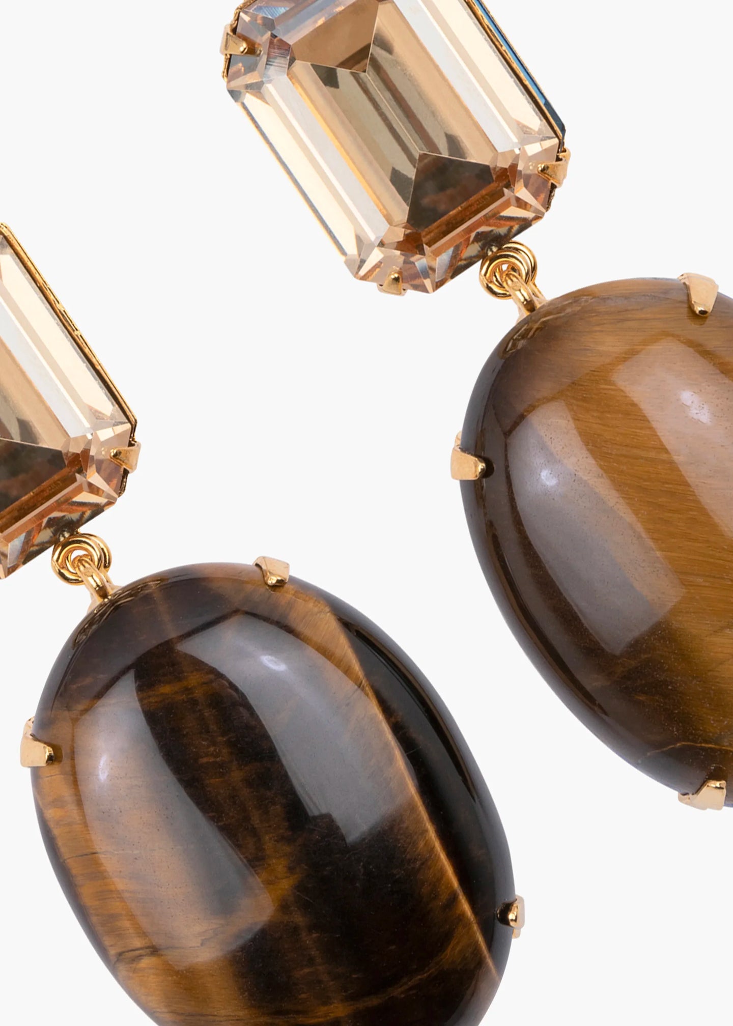 Tiger Eye Hoop Earrings in 14kt Yellow Gold. 1 1/8 Tiger Eye Hoop Earrings in 14kt Yellow Gold. 1 1/8