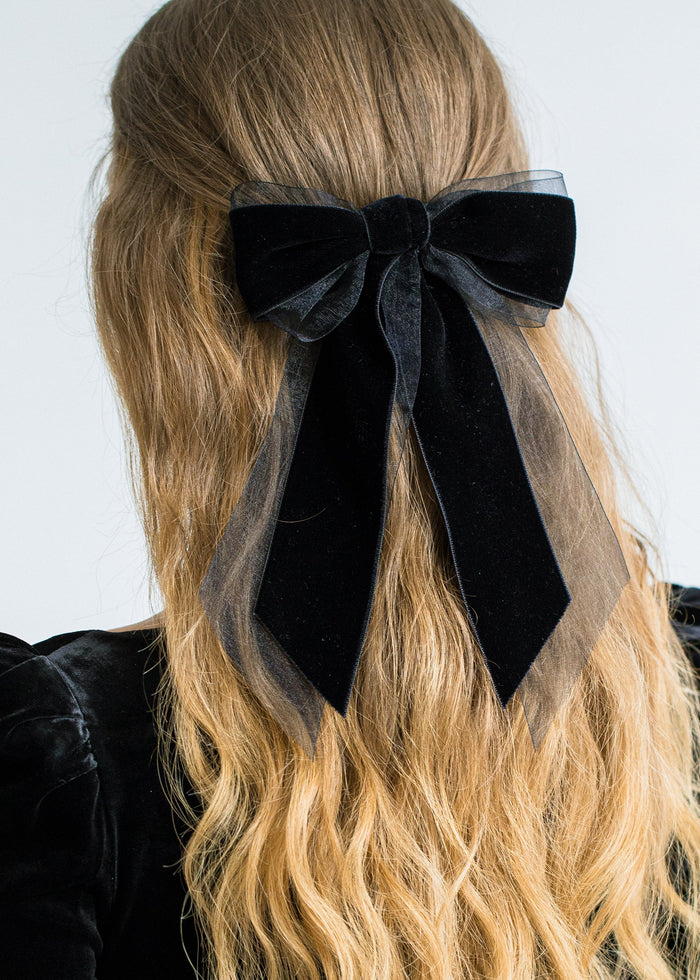 Jennifer BEHR Wide Velvet Bow Hair Clip - Women - Brown Hair Accessories