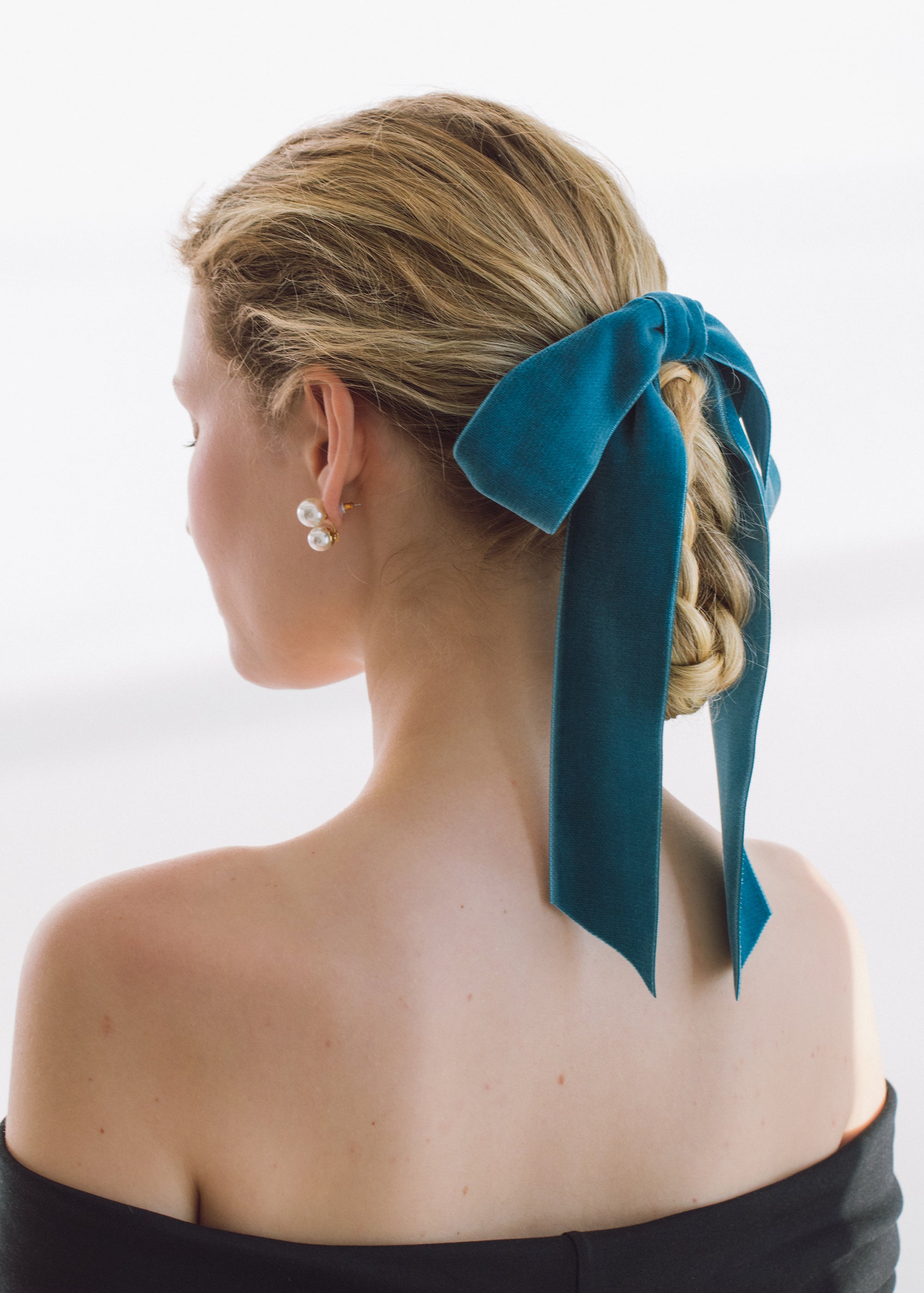 Adley Velvet Bow Barrette -- Azul – Jennifer Behr LLC