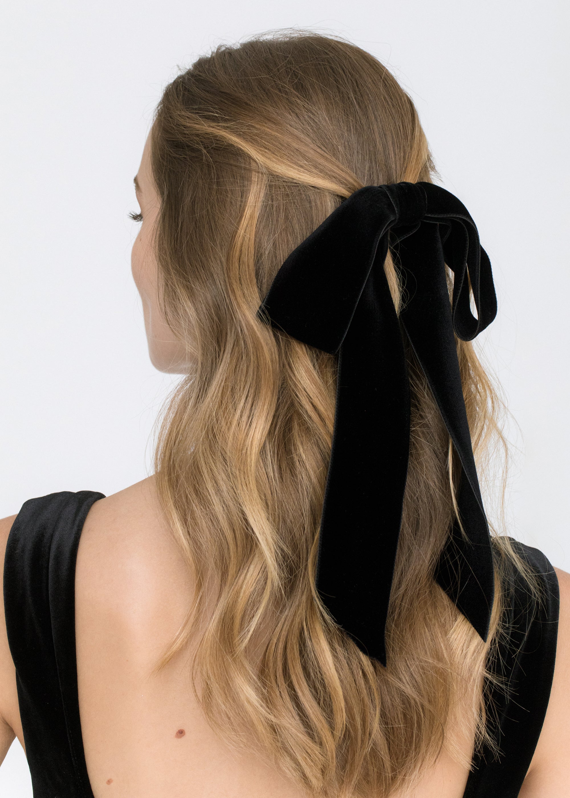 Triple Loop Satin Bow Hairclip - Black - H&O