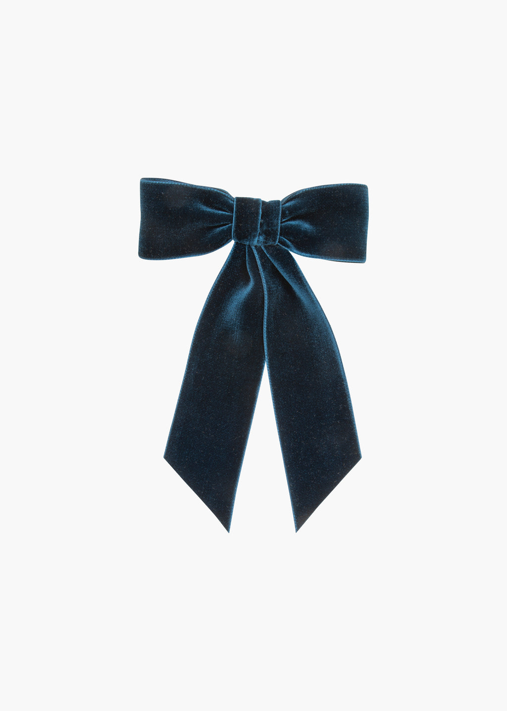 Wide Velvet Bow Barrette Prussian