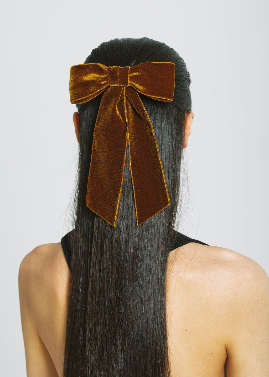 Wide Velvet Bow Barrette -- Topaz – Jennifer Behr LLC display picture 2