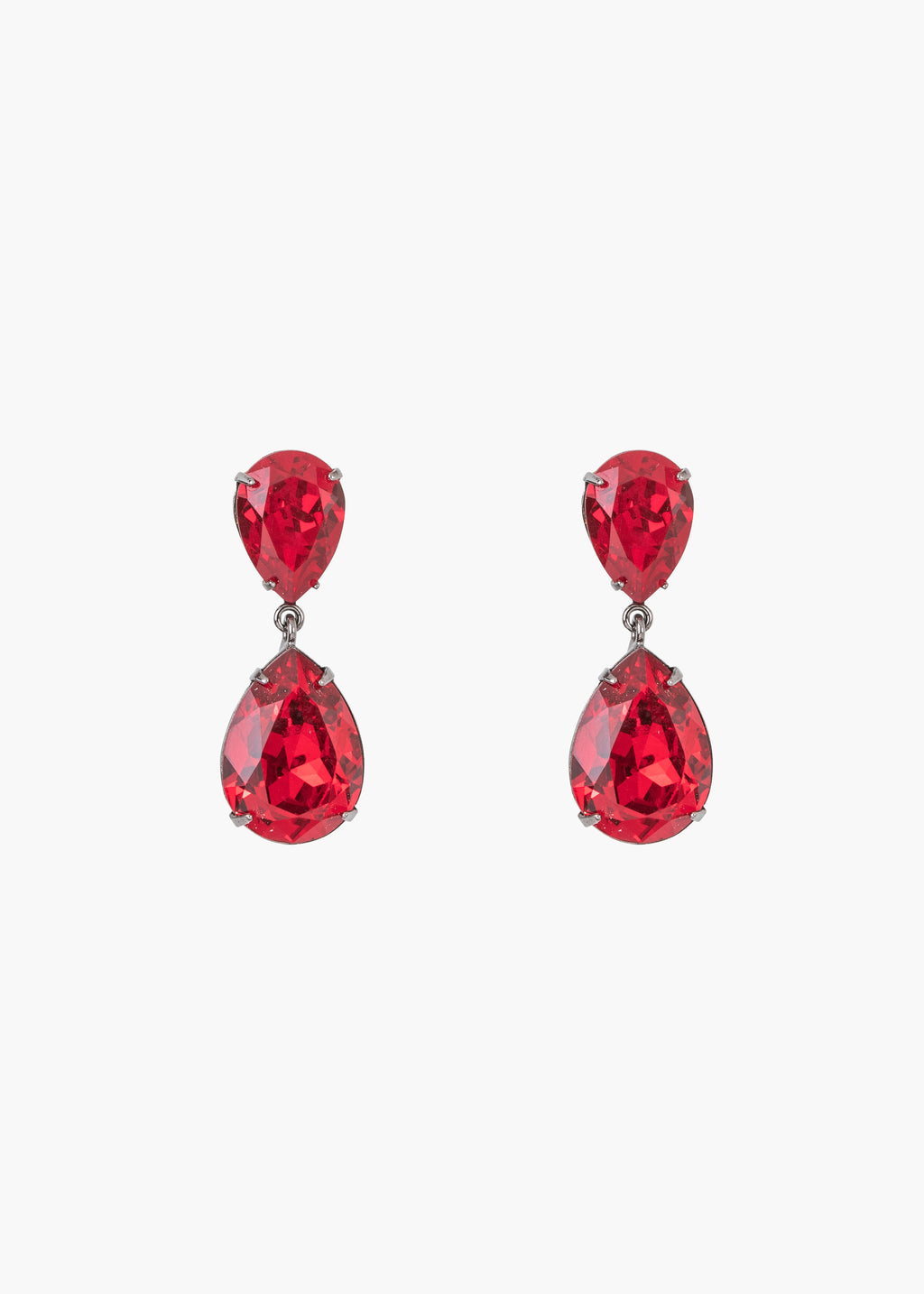 Judy Earrings Gunmetal Ruby