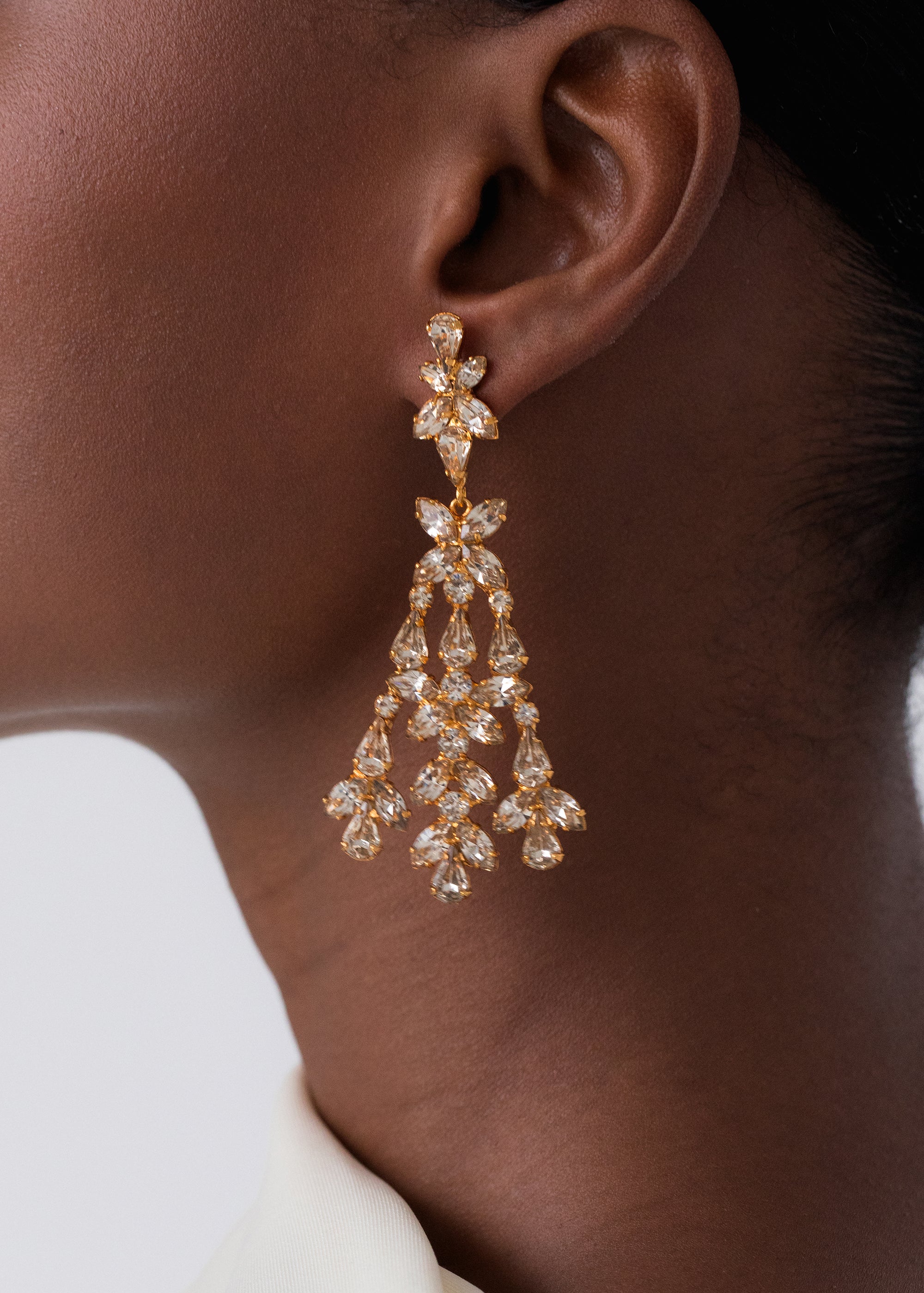 Parthenia Earrings -- Crystal Antique Gold