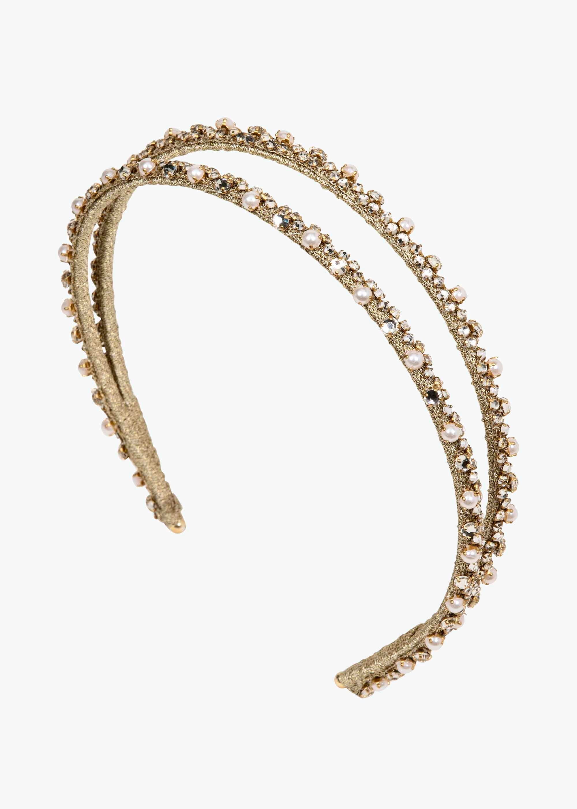 Jennifer BEHR Ines Crystal Pearl Headband Crystal Antique Gold