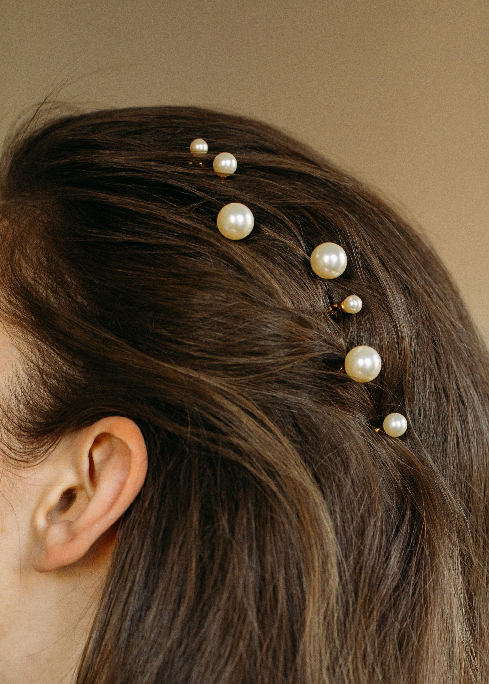 Miss A Rhinestone & Pearl Hair Pins Gold