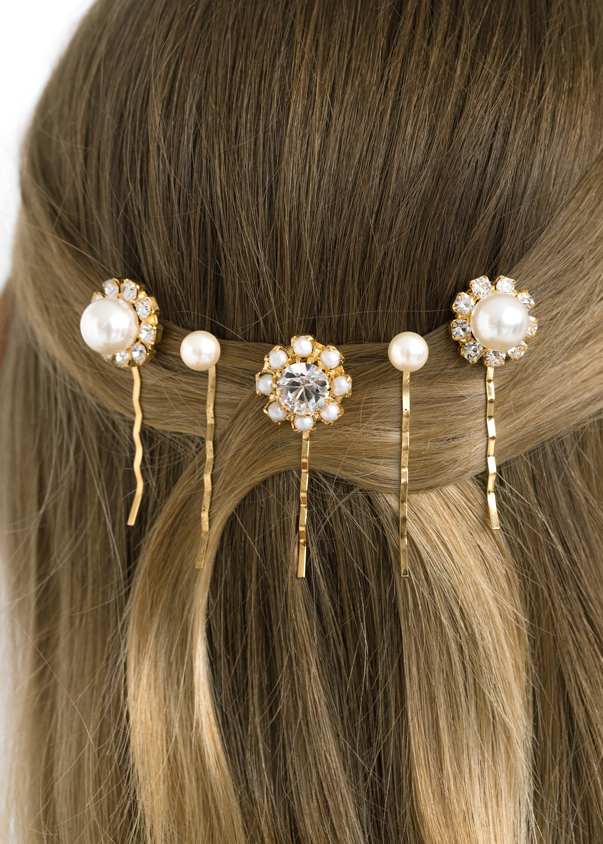 Perla Bobby Pin Set -- Pearl Gold  Pearl hair pins, Luxury hair  accessories, Hair accessories