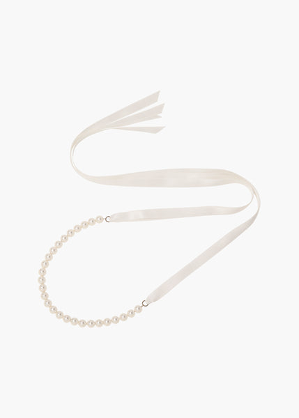 Pearl Ribbon Tie -- Cream Pearl – Jennifer Behr LLC