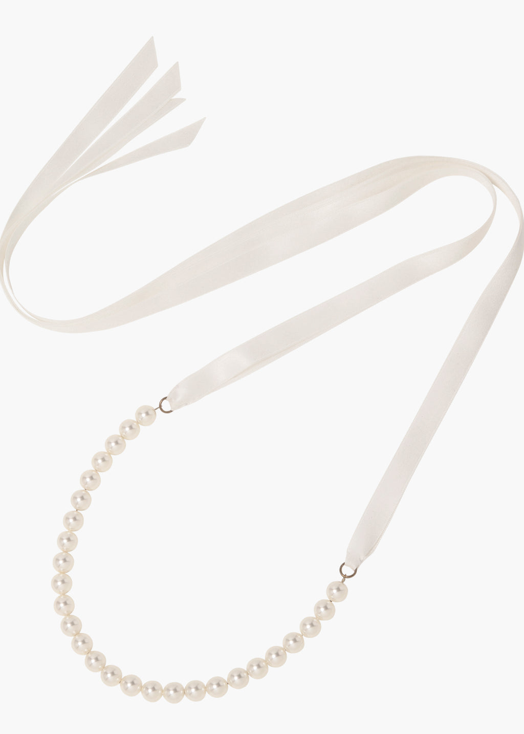 Abercrombie & Fitch White Pearl Cluster Ribbon Tie Necklace Abercrombie and Fitch Faux Pearl Necklace Choker  main image 2