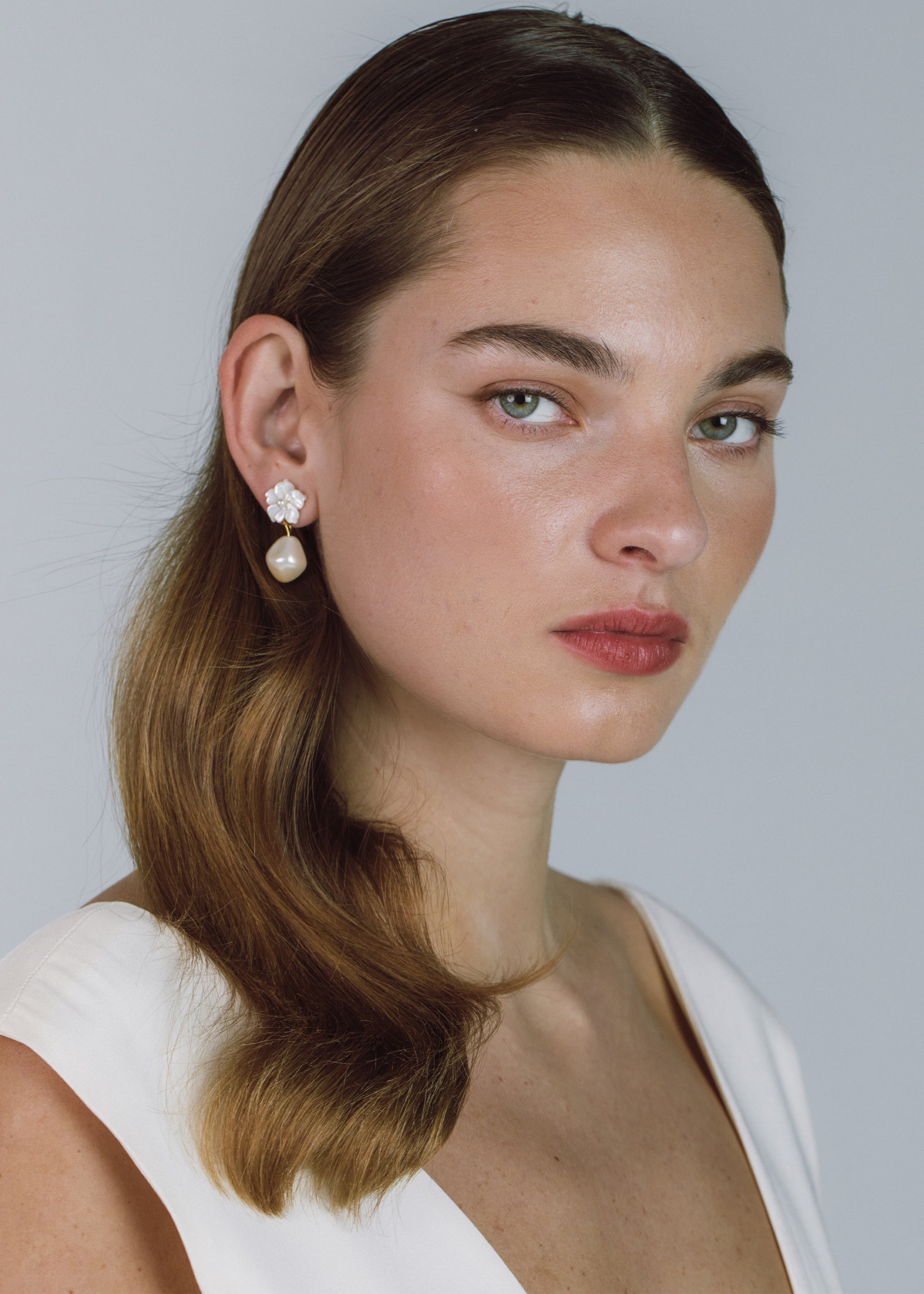 Mina Earrings – Mother of Pearl – Jennifer Behr LLC