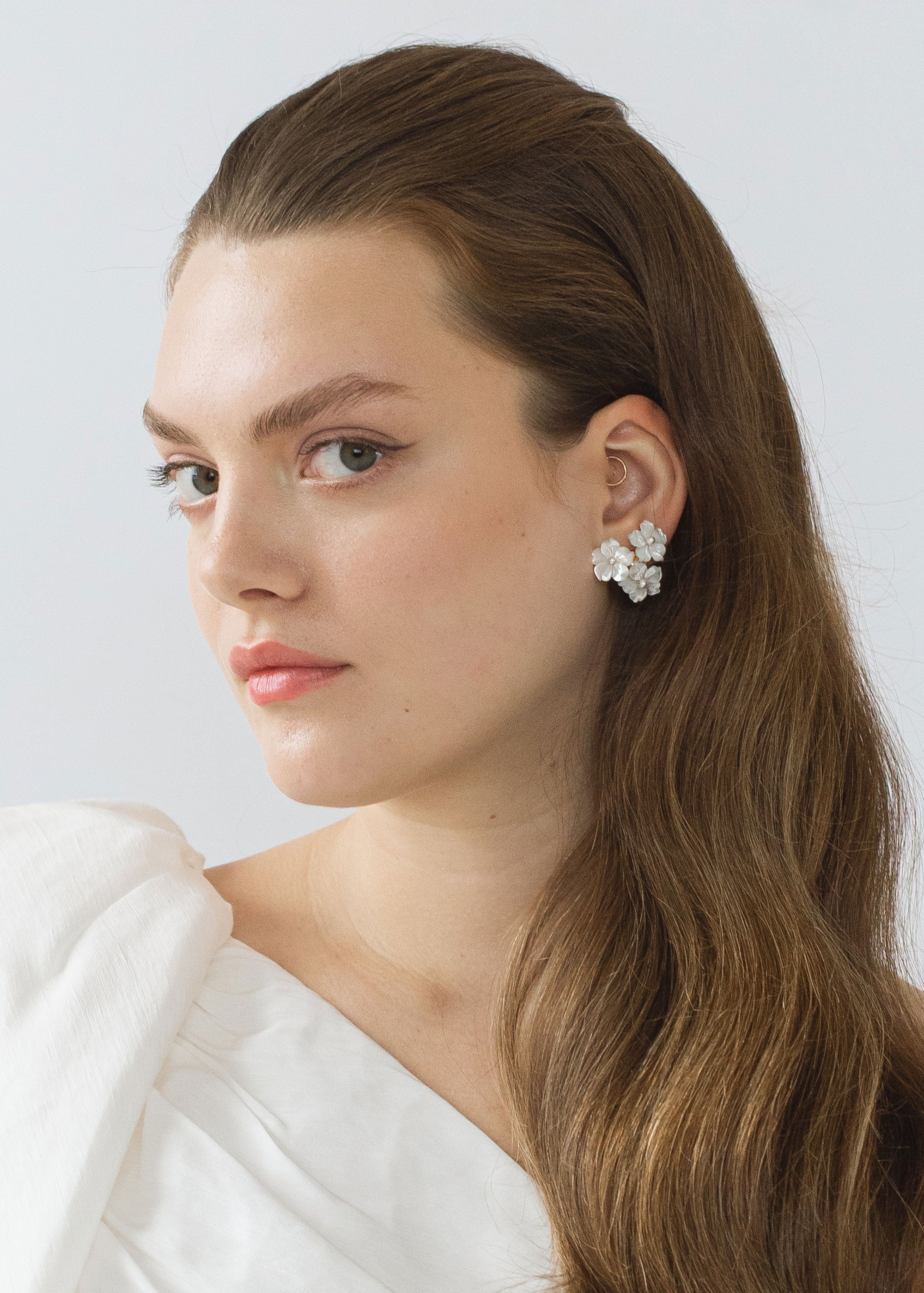 Marti Stud Earrings -- Mother of Pearl – Jennifer Behr LLC