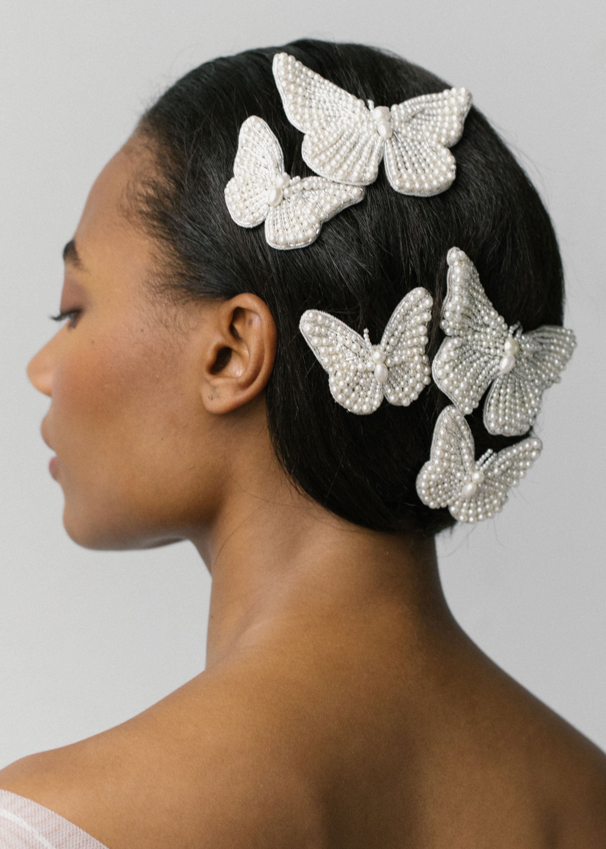 Large Greta Pearl Butterfly Clip -- Pearl