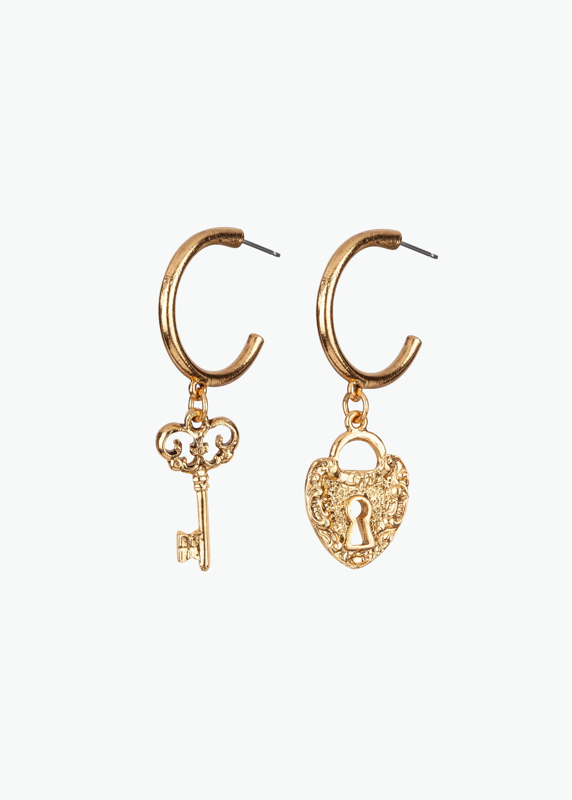 Lock & Key Hoop Earrings