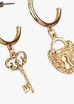 Load image into Gallery viewer, Lock &amp; Key Hoop Earrings
