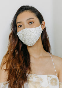 Embroidered Scattered Pearl Mask